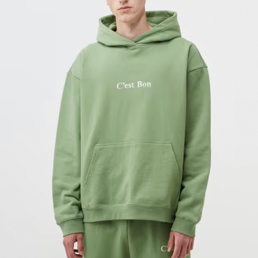 C'est Bon Core Hoodie Mens XXL Pistachio Sage Green Embroidered Streetwear